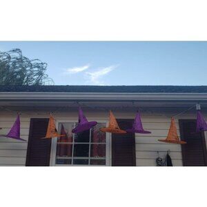 2 Pack Halloween Decorations, 8Pcs Each Lighted Hanging Witch Hats